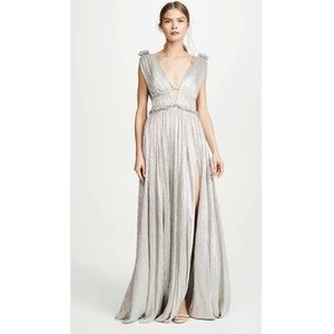 Johnathan Simkhai Plisse Metallic Lame Goddess Gown